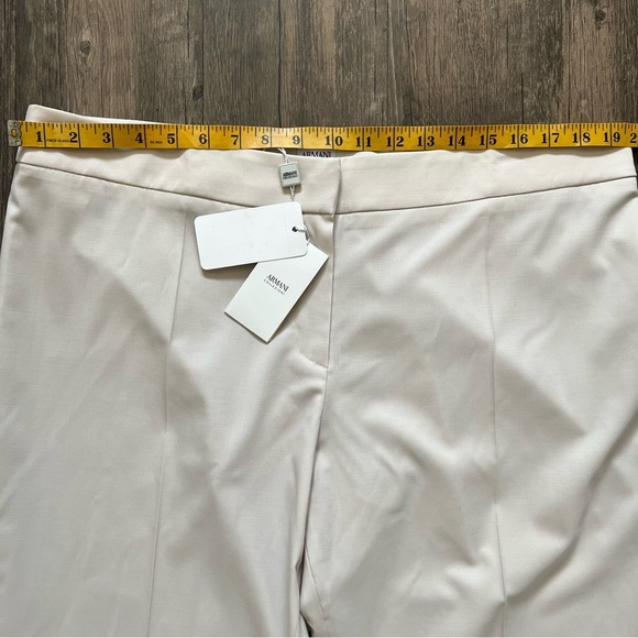 NWT Armani Collezioni Wool Straight Leg Mid Rise Dress Pants Trousers Ivory 16 - Picture 13 of 16